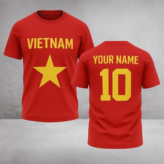 Custom Vietnam Soccer Jersey  Personalized Vietnamese Flag Shirt with Name and Number