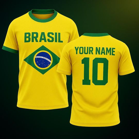 Discover Custom Brazil 3D Shirt - Personalized Brasil Flag Tee with Name and Number
