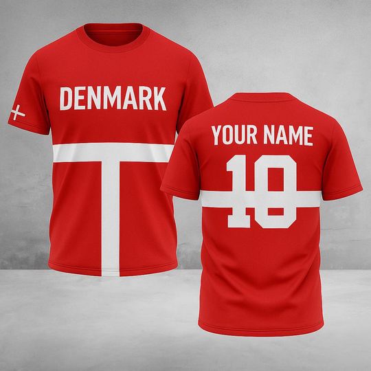 Discover Custom Denmark Soccer Jersey  Personalized Danish Flag Shirt with Name and Number