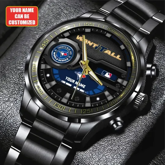 Discover Personalized Toronto Blue Jays World Series 2025 Black Stainless Steel Watch