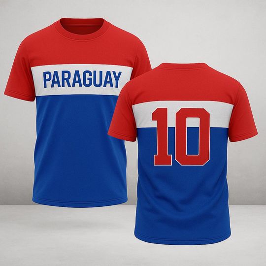 Custom Paraguay Soccer Jersey  Personalized Red White Blue Football Shirt with Name and Number