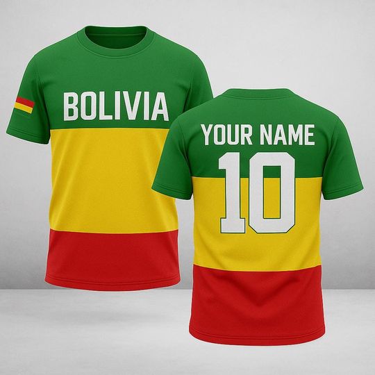 Discover Custom Bolivia Soccer Jersey  Personalized Green Yellow Red Football Shirt with Name and Number