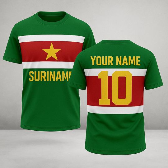 Discover Custom Suriname Soccer Jersey  Personalized Green Red White Football Shirt with Name and Number