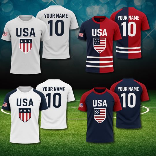 Discover Custom USA Soccer Shirt, Personalized Name Number Tee, American Flag Football Fan Gift, World Tournament Supporter Top Shirt
