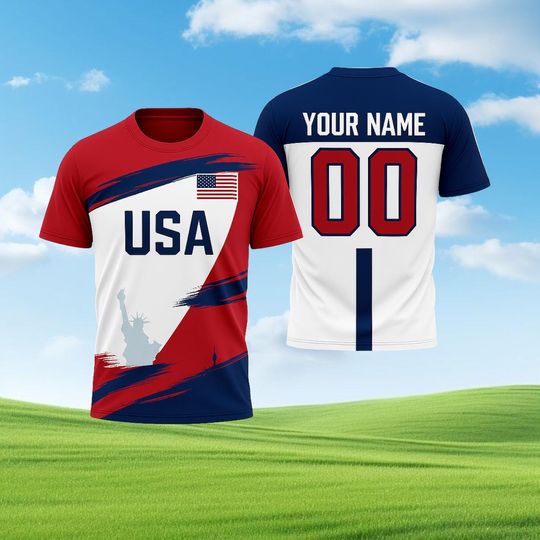 Discover Custom USA Soccer Personalized Name Number Shirt, Soccer 2026 Fan Gift, American Football Tee for Men Women Kids Supporters