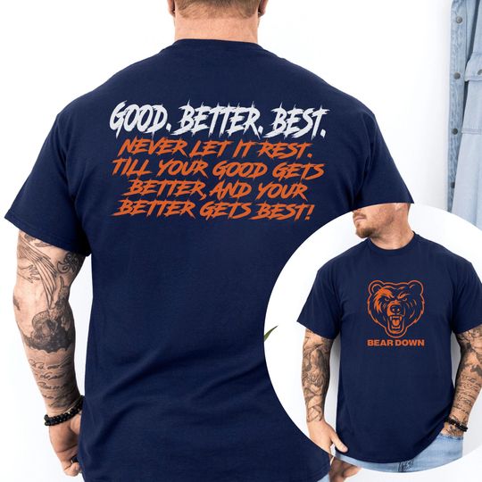 Chicago Football Double Sided T-Shirt, Bear Down Coach Tee, Game Day Football Shirt