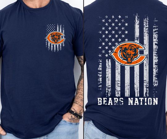 Discover Bears Nation American Flag Adult Fan Shirt