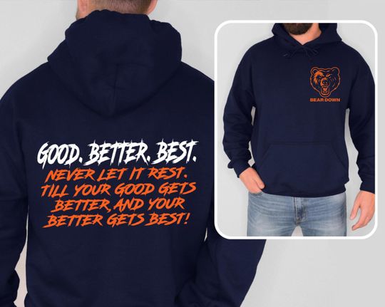 Chicago Bears Hoodie | Double Sided Motivational Sweatshirt | Bear Down Fan Gift