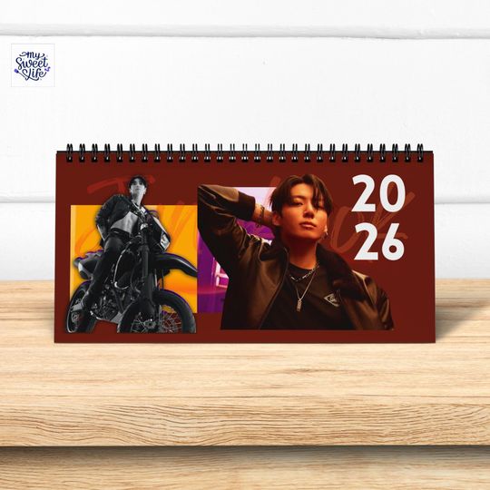 Discover 2026 Jungkook-inspired Desktop Calendar, fan made gift for kpop army, desk accessories, kpop lover calendar