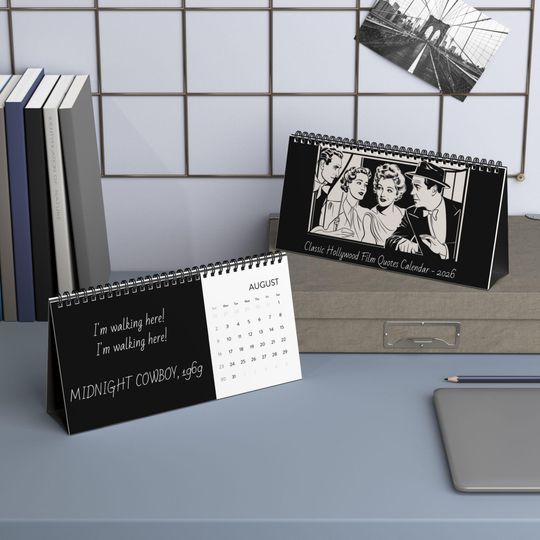 Classic Hollywood Film Quotes Calendar - 2026; Gone With The Wind, The Godfather, All About Eve, Sunset Blvd., Network, Jaws, Wizard of Oz