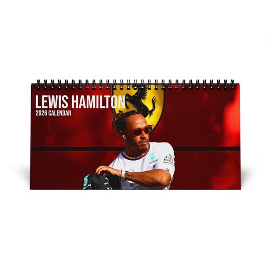 Discover Lewis Hamilton - 2026 Desktop Calendar - Ferrari Theme