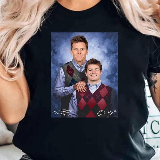 Discover Tom Brady Drake Maye Signature Step Brothers Football T-Shirt, Game Day Shirts, New England Football Tee, Step Brothers Sweatshirt