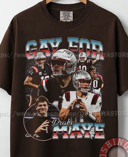 Discover Drake Maye Shirt, Fan Merch Vintage Tee, Classic Football Gift, Retro Style T-Shirt, Gay For Maye Apparel