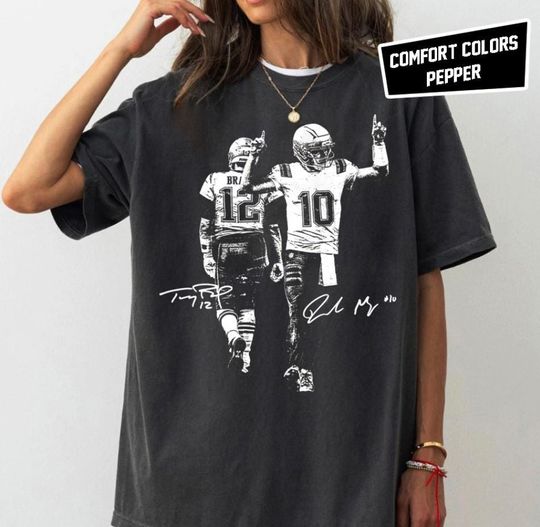 Discover Drake Maye & Tom With Signature Shirt, Football Y2k Rap Tee, New England Football Vintage T-Shirt, Game Day Shirts