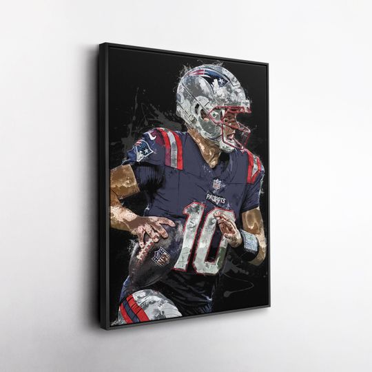 Discover Drake Maye Wall Art  New England Patriots Canvas Print, football Football Decor, Framed Poster Gift for Fan Room, Man Cave, or Office