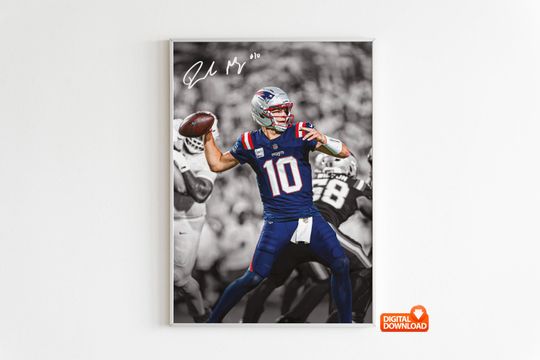 Discover Drake Maye Poster, Signed Football Poster,  Digital Download