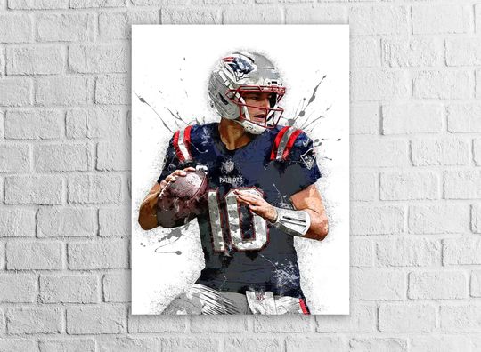 Discover Drake Maye Poster, New England Patriots, Gallery Canvas Wrap, Man Cave, Kids room, Dorm Room