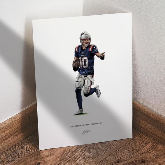 Discover Drake Maye Poster, New England Patriots Football Wall Art, 8x10 Sports Print for Man Cave Office or Fan Gift