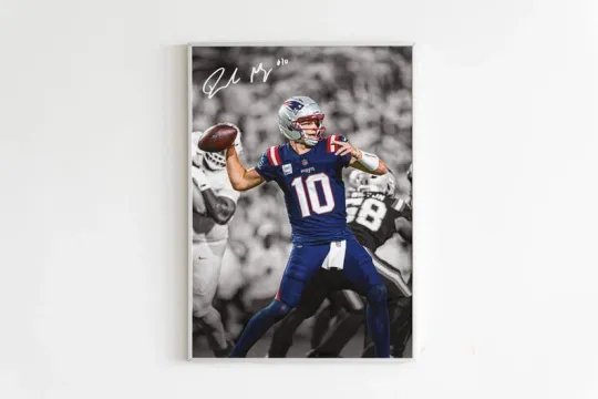 Discover Drake Maye Poster, Signed Football Poster, Sport Wall Art, Gift