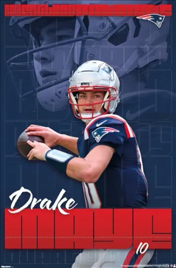 Discover Drake Maye SUPERSTAR New England Patriots QB football Football 22x34 Wall POSTER