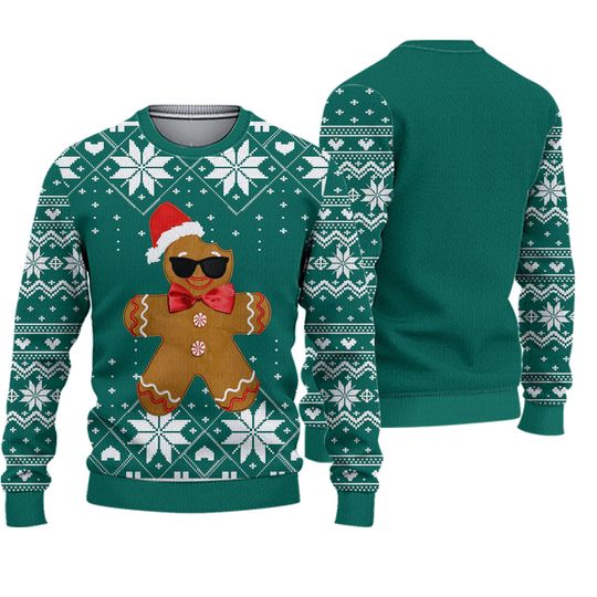 Absolutely Famous Womens Medium Green Ugly Christmas Sweater Gingerbread