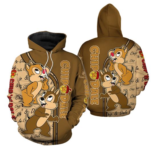 Chip And Dale Hoodie, Chip 'n Dale Hoodie 3D Hoodie, Rescue Rangers Hoodie, Chip And Dale Shirt, Cute Cartoon Friend Hoodie