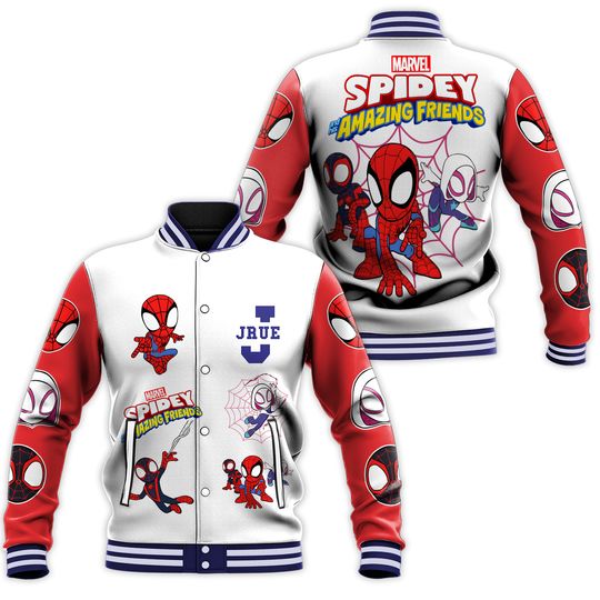 Custom Disney Spidey And His Amazing Friends Varsity Jacket, Adult Varsity Jacket, Disney Jacket, Baseball Team Outfit, Disney Varsity