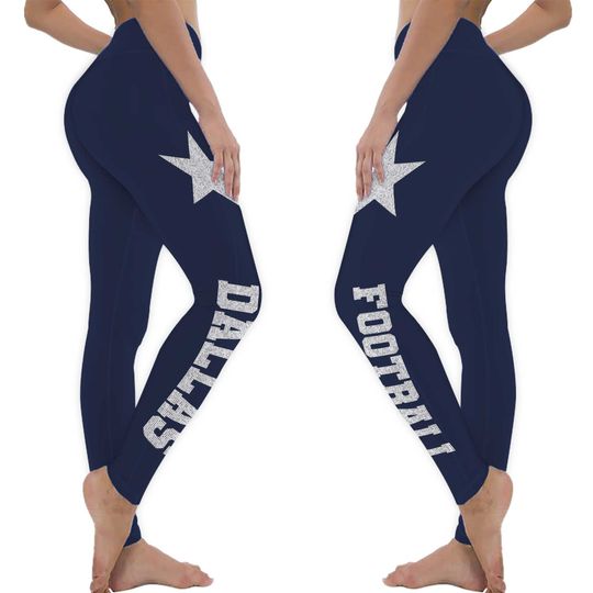 Dallas Football Rhinestone Leggings, Game Day Sports Leggings, Team Support Athletic Wear