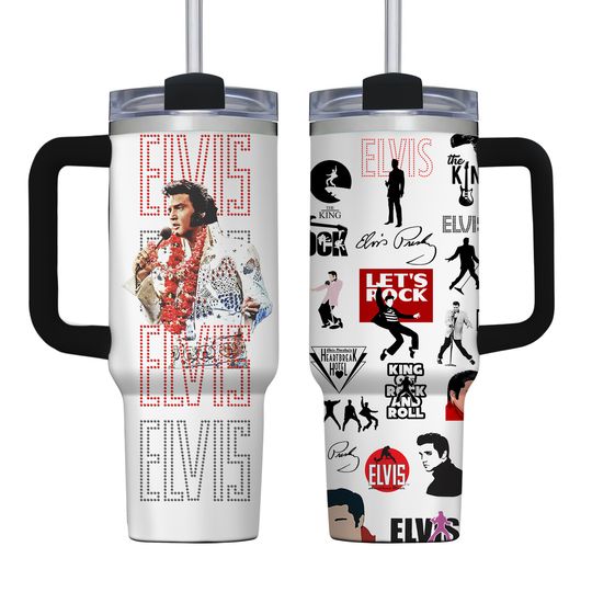 Elvis Presley 40oz Tumbler, Elvis King Stainless Tumbler, King Of Rock And Roll Tumbler, Elvis Christmas Tumbler, Gift For Elvis Fan