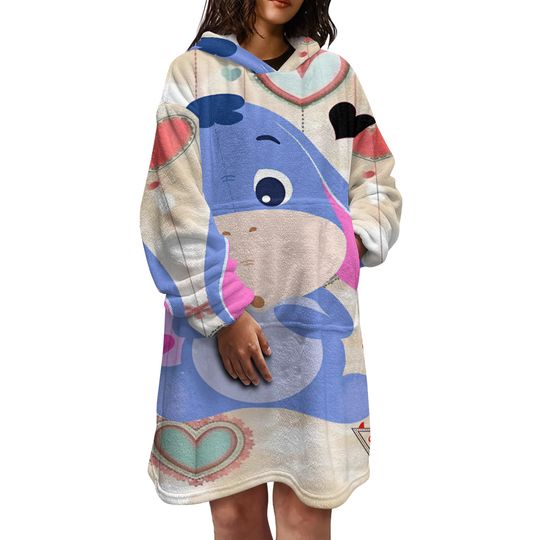 Eeyore Fleece Hoodie Blanket, Disney Eeyore Oversized Fleece Hoodie
