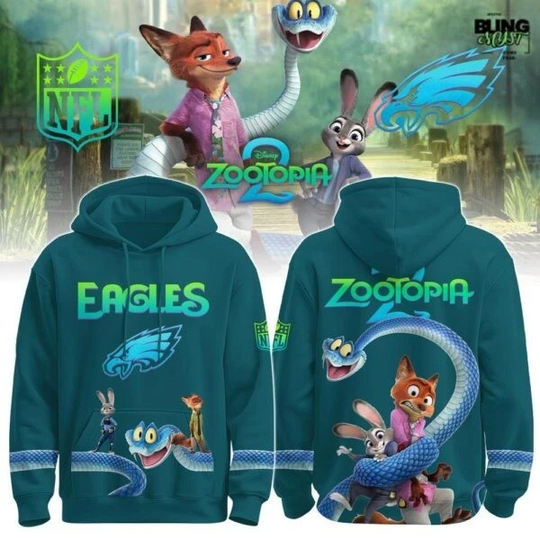 Discover Eagles x Zootopia 2 Football Collab Disney All Over Print 3D Hoodie