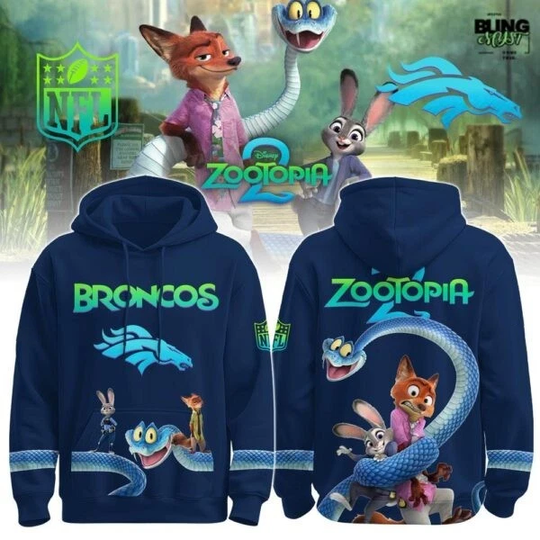 Discover Broncos x Zootopia 2 Football Collab Disney All Over Print 3D Hoodie