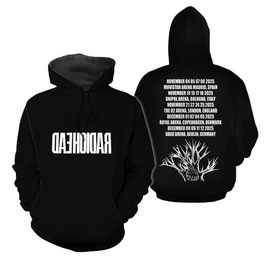 Radiohead Europe Tour 2025 Unisex Black Hoodie