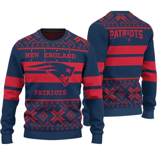 football Licensed Men's New England Patriots Navy/Red Light Up Ugly Sweater