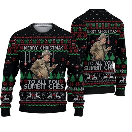 Smokey And The Bandit Ugly Christmas Sweatshirt, Merry Christmas To All You Sumbitches Sweatshirt For Men Women, Comedy Xmas Shirt Gift