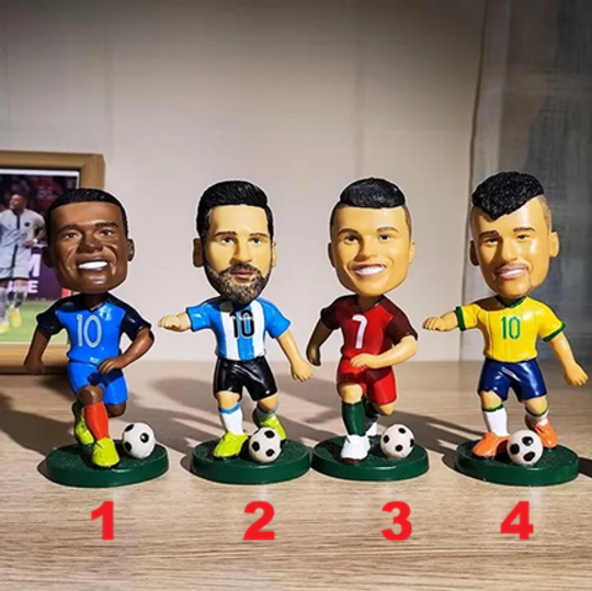FIFA World Cup Soccer Bobblehead  Cristiano Ronaldo, Messi, Mbapp, Neymar  Iconic Collectible Soccer Gift  Premium Resin Gift for Him