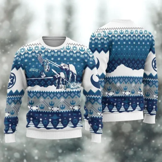 Star Wars Christmas Sweater, AT-AT R2-D2 Ugly Sweater, Disney Xmas Sweater, Men