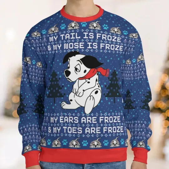 Tail Nose Ears Toes Freeze 101 Dalmatians Ugly Christmas Sweatshirt