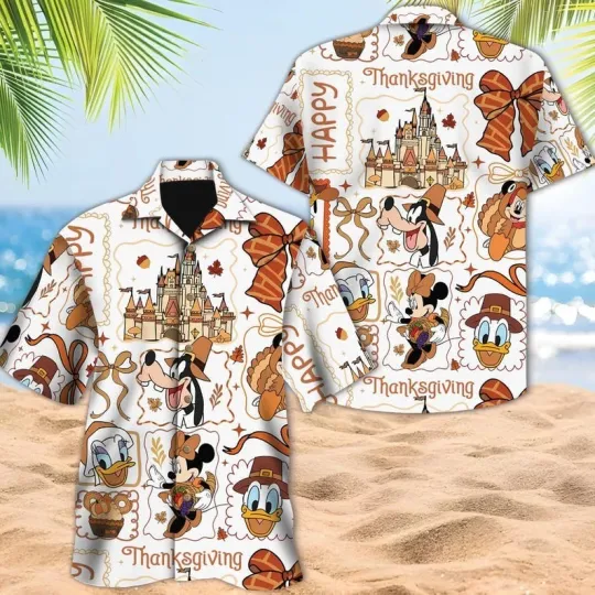 Discover Disney Mickey And Friends Thanksgiving Hawaiian Shirt, Minnie Mouse Goofy Daisy
