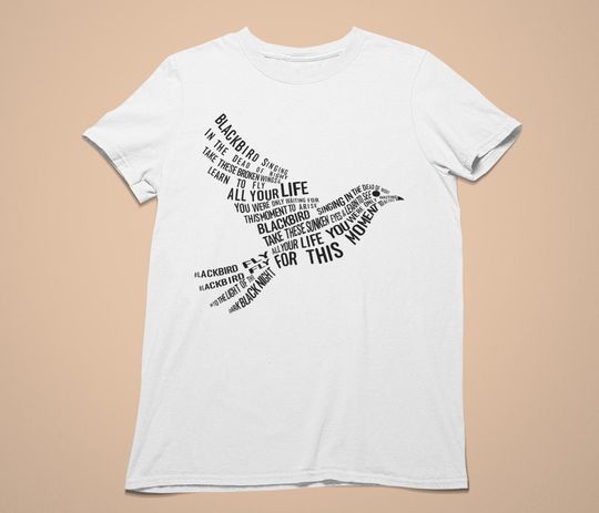 Discover Blackbird Beatles T-Shirt, Unisex Classic Rock Tee, White Album Merch
