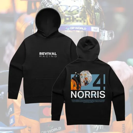 Discover Norris White Helmet Hoodie Black Unisex 2 Sided  S-5XL McLaren Racing Fan Gear