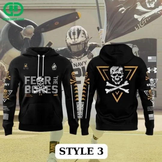 Discover Midshipmen Jolly Rogers Fear The Bone All Over Printed 3D Hoodie Gift