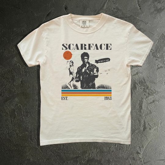 Scarface Movie T-Shirt Tony Montana The World Is Yours Film Merch