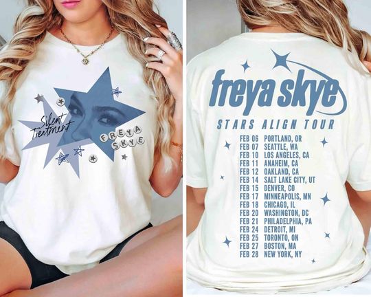 Double Sided T-Shirt Freya Skye Silent Treatment Stars Align Tour 2026 Disney Zombies 4 Nova Bright Music Concert