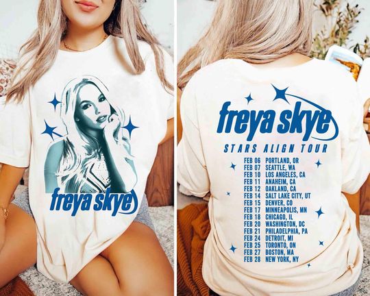 Discover Double Sided T-Shirt Freya Skye Silent Treatment Stars Align Tour 2026 Disney Zombies 4 Nova Bright Music