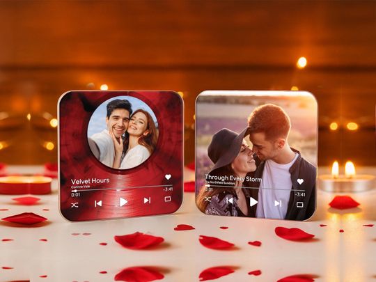 Custom Music Fridge Magnets Personalized Song Magnets That Can Plays Music Anniversary Gifts Valentine's Day Gifts For Her, Photo Magnets
