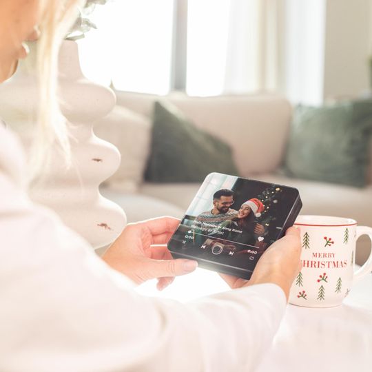 Discover Personalized Light Fridge Music Magnet, plays custom song. Photo album cover Unique gift for him, music lovers and home decor accessory