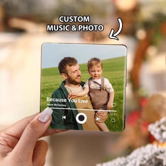 Personalized Music Fridge Magnet , Custom Whole-Song Magnet with Photo , Anniversary Keepsake Gift for Boyfriend, Husband, Dad