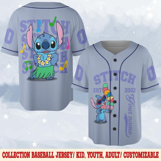 Discover Personalized Stitch Baseball Jersey, Custom Youth and Adult Disney Shirt, Lilo & Stitch Gift, Magic Kingdom Trip Birthday Tee NGQQ15