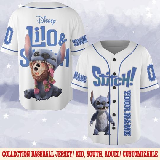 Discover Custom Stitch Baseball Jersey, Lilo & Stitch Disney Shirt, Disneyland 2025 Trip Tee, Stitch Movie Fan Gift for Adults and Kids NGQQ12